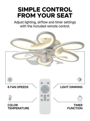 Butterfly loop modern fandelier ceiling fan with LED light