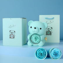 Caixa de Presente Urso de Pelúcia Rosa Preservada Porta-Joias