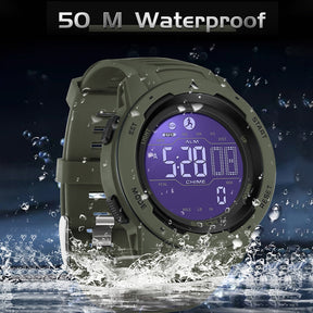 Military Pedometer Watch – Waterproof Digital Steps Distance & Outdoor