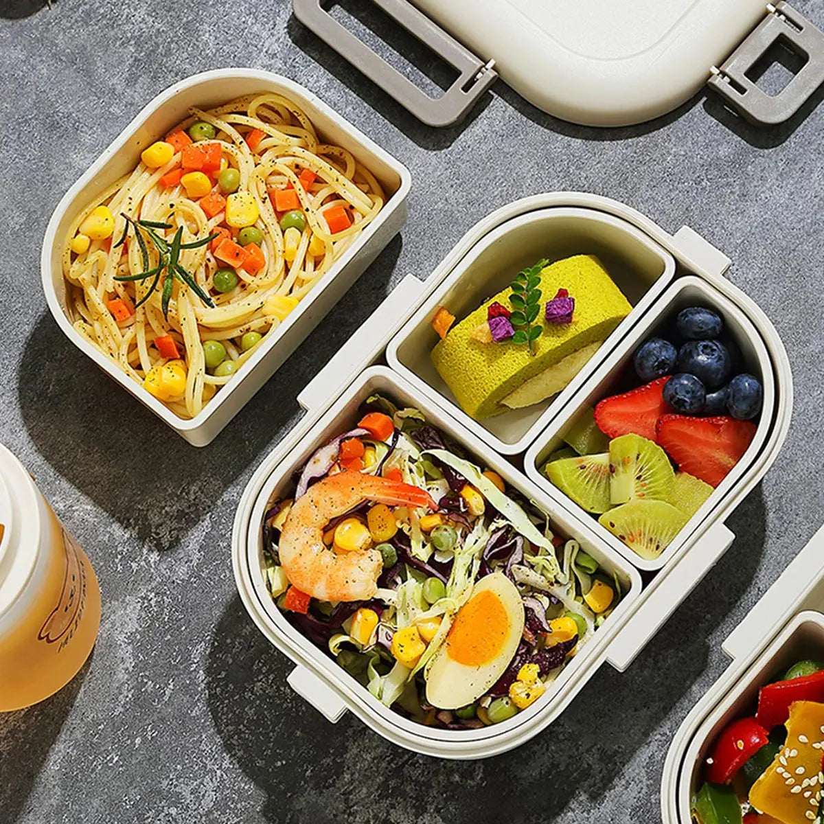 Marmita Bento Portátil – Design Antivazamento com 3 Compartimentos