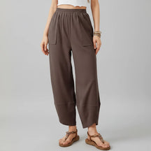 Calça Feminina Casual de Corte Reto e Caimento Solto Leve para o Verão