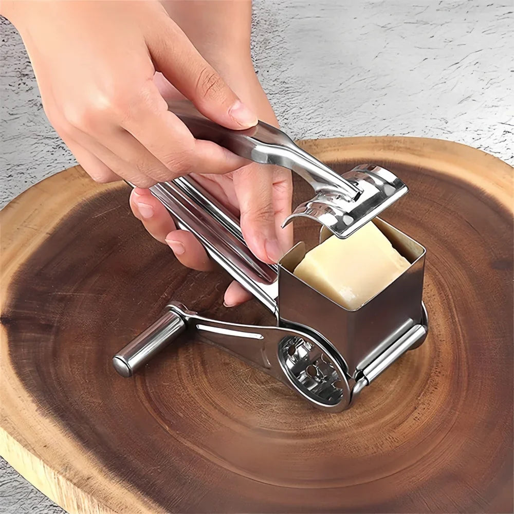 Ralador de Queijo Rotativo – Manivela de Aço Inoxidável e Triturador de Cozinha Fácil