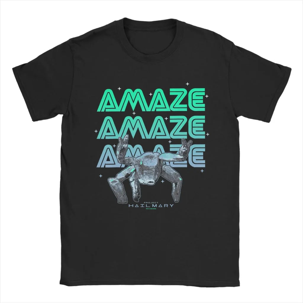 Camiseta com Estampa Divertida de Espaço Projeto Rocky Camiseta Casual