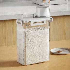 Recipiente Hermético para Armazenamento de Grãos | Dispenser de 2,5L para Arroz, Cereal e Farinha com Copo Medidor