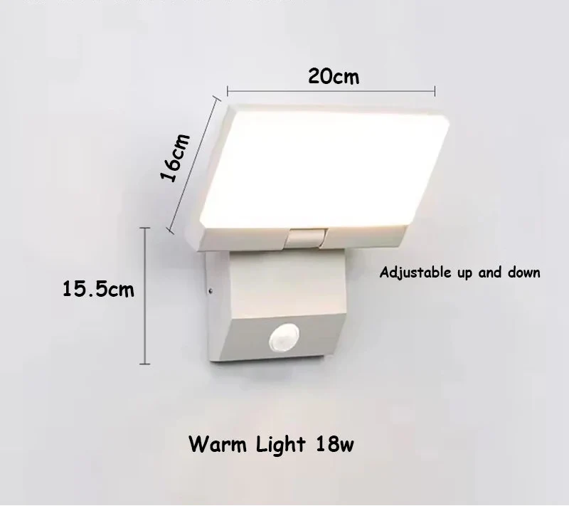 Foldable Outdoor Wall Light – IP65 LED with Motion Sensor Option