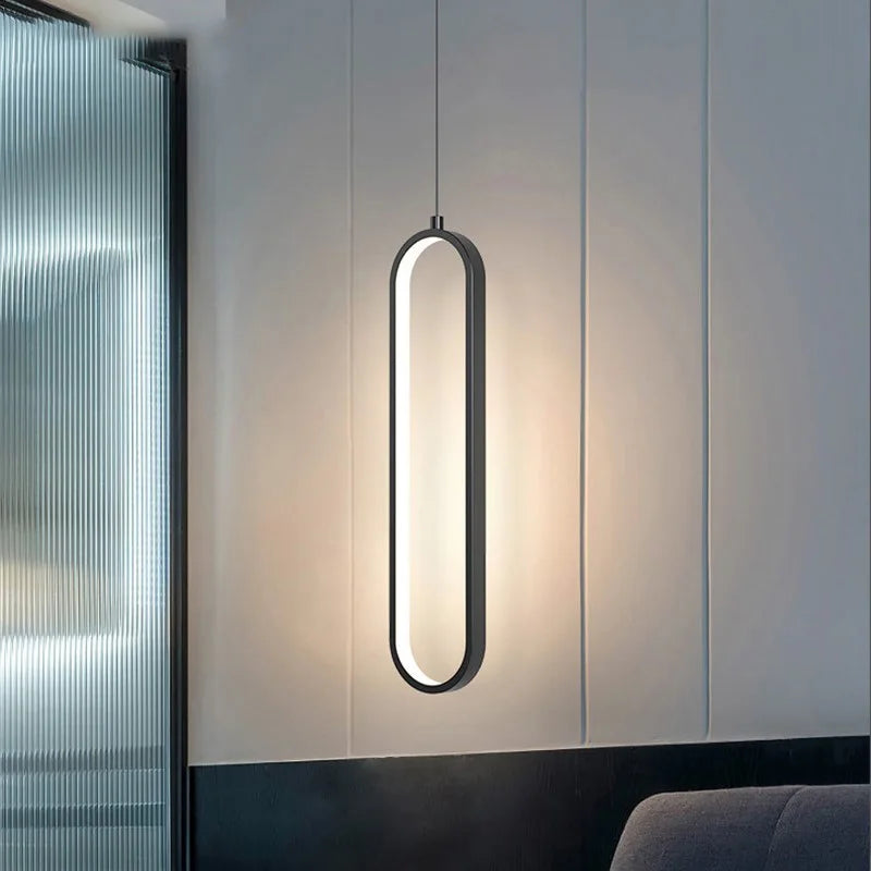 Luminária Pendente de LED Minimalista Moderna | Lâmpada Suspensa Dourada e Preta para Quartos, Salas de Jantar e Estar