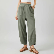 Calça Feminina Casual de Corte Reto e Caimento Solto Leve para o Verão