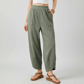 Calça Feminina Casual de Corte Reto e Caimento Solto Leve para o Verão
