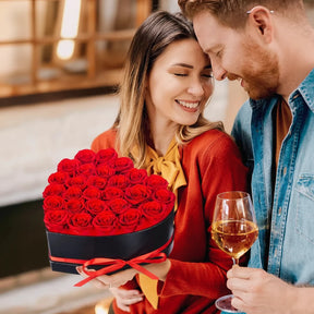 Caixa de Rosas para o Dia das Mães Flor Artificial Coração Presente Decoração para Ela
