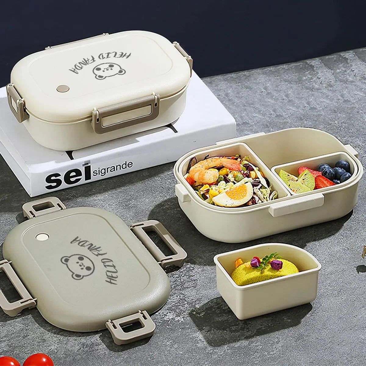 Marmita Bento Portátil – Design Antivazamento com 3 Compartimentos