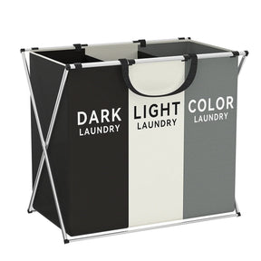 Multi-Section Laundry Hamper – Foldable Compartment Basket