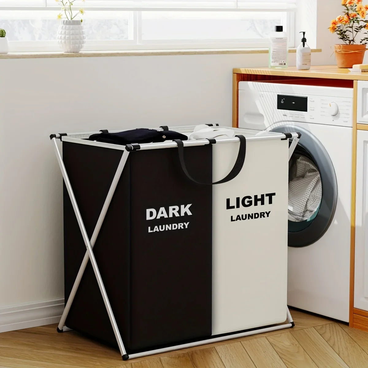 Multi-Section Laundry Hamper – Foldable Compartment Basket