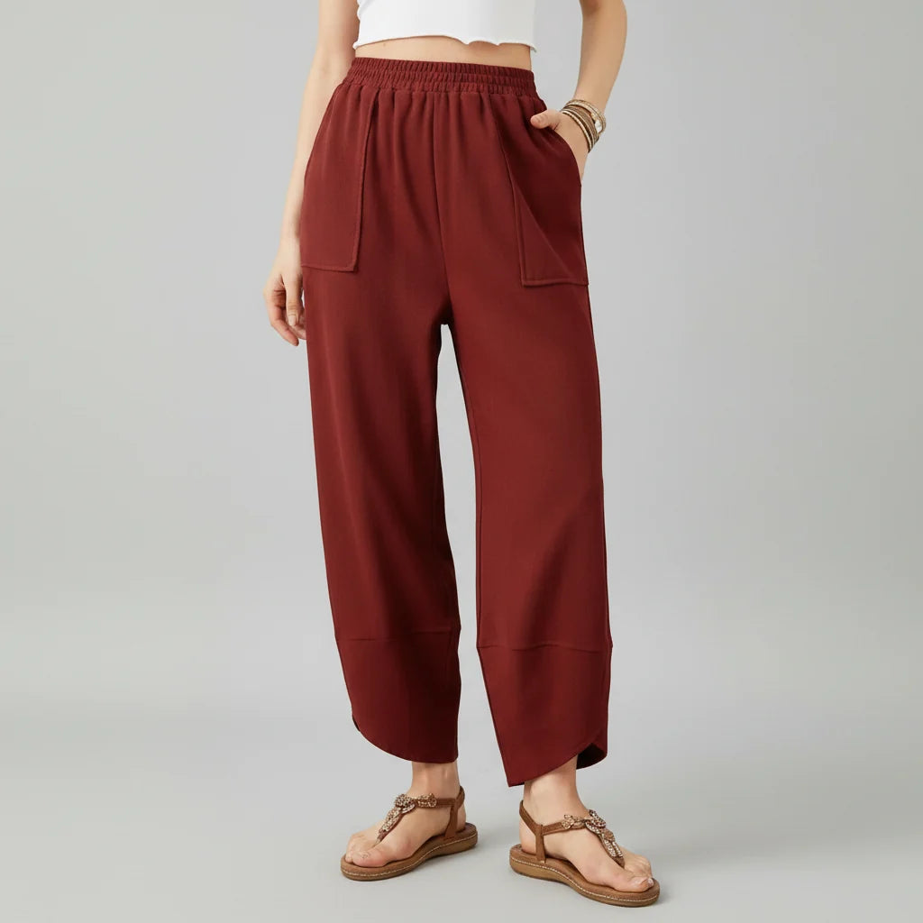 Calça Feminina Casual de Corte Reto e Caimento Solto Leve para o Verão