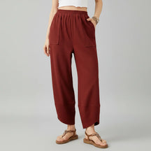 Calça Feminina Casual de Corte Reto e Caimento Solto Leve para o Verão