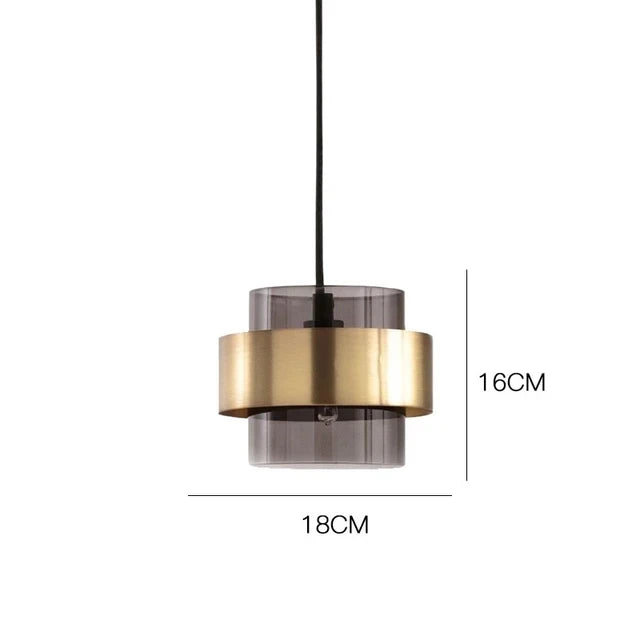 Luminária Pendente de Vidro Nórdica | Design Cilíndrico em Latão Moderno