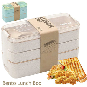 Marmita Bento com 3 Compartimentos – Fibra de Trigo 900 ml