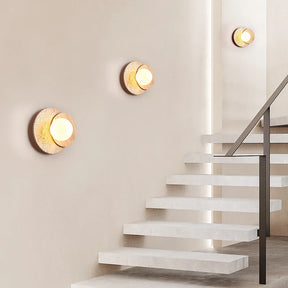 Luminária de Parede Wabi-Sabi em Pedra | Design Moderno de Textura Natural