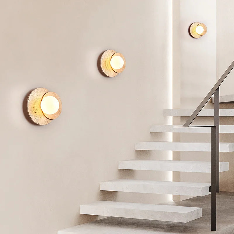 Luminária de Parede Wabi-Sabi em Pedra | Design Moderno de Textura Natural