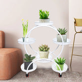 Suporte de Metal para Plantas com Rodízios | Estante para 6 Vasos de Flores para Decoração Interna e Externa