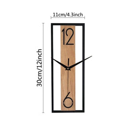Modern Rectangular Wall Clock | Slim Wood Grain Frame Design