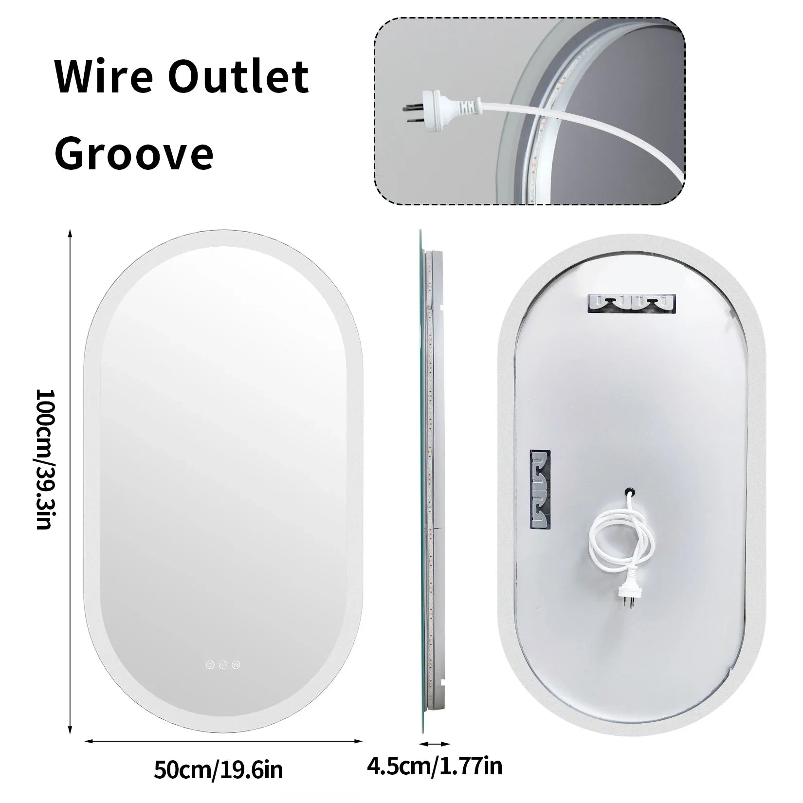 Espelho de Banheiro Oval em LED – Design Retroiluminado com Anti-embaçante e Intensidade Regulável
