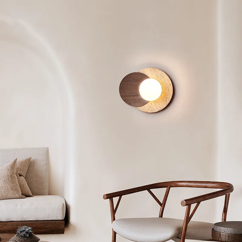 Luminária de Parede Wabi-Sabi em Pedra | Design Moderno de Textura Natural