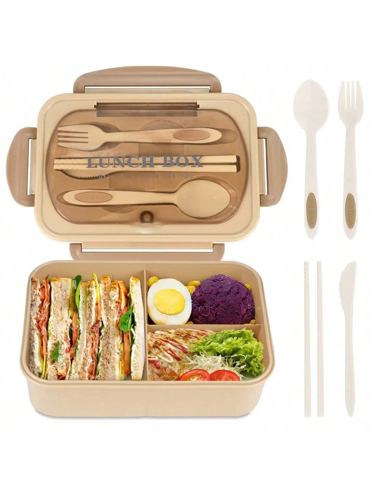 Bento Lunch Box with Utensils – 4 Compartments & Leak-Proof