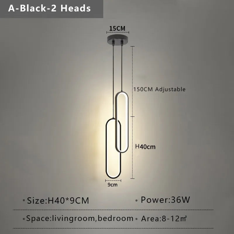 Luminária Pendente de LED Minimalista Moderna | Lâmpada Suspensa Dourada e Preta para Quartos, Salas de Jantar e Estar