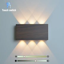Luminária de Parede Recarregável LumiBlock | Design Minimalista com Efeito Madeira