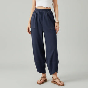 Calça Feminina Casual de Corte Reto e Caimento Solto Leve para o Verão