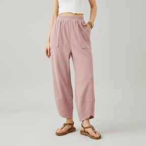 Calça Feminina Casual de Corte Reto e Caimento Solto Leve para o Verão