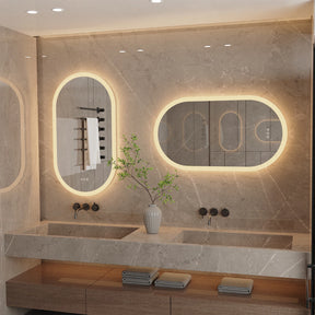 Espelho de Banheiro Oval em LED – Design Retroiluminado com Anti-embaçante e Intensidade Regulável