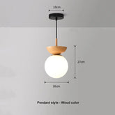 Lustre Pendente de Vidro Estilo Nórdico Moderno | Acabamento em Madeira