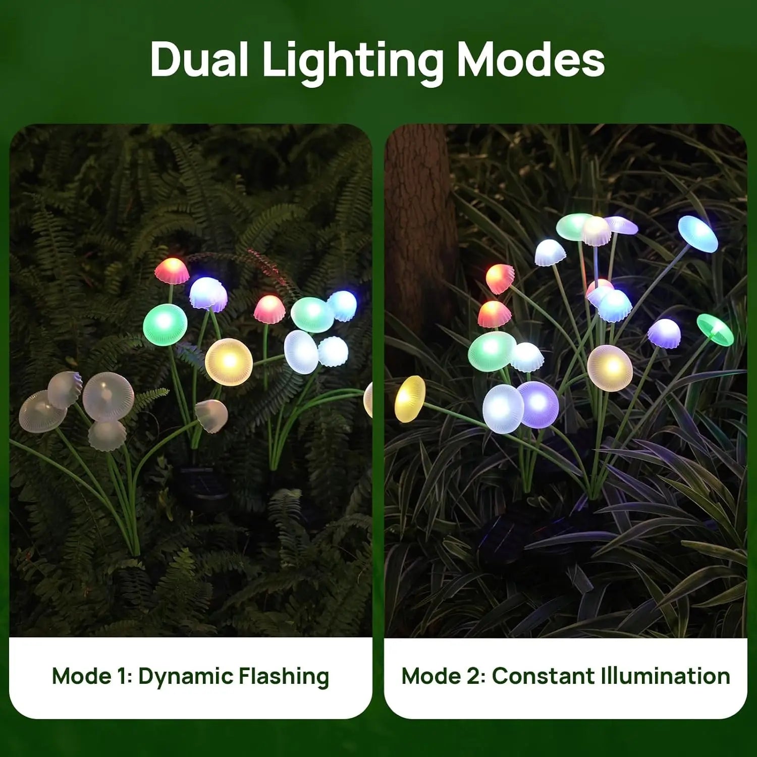 Conjunto de 2 Luminárias Solares de Cogumelo – 6 Cabeças Oscilantes e Decorativas