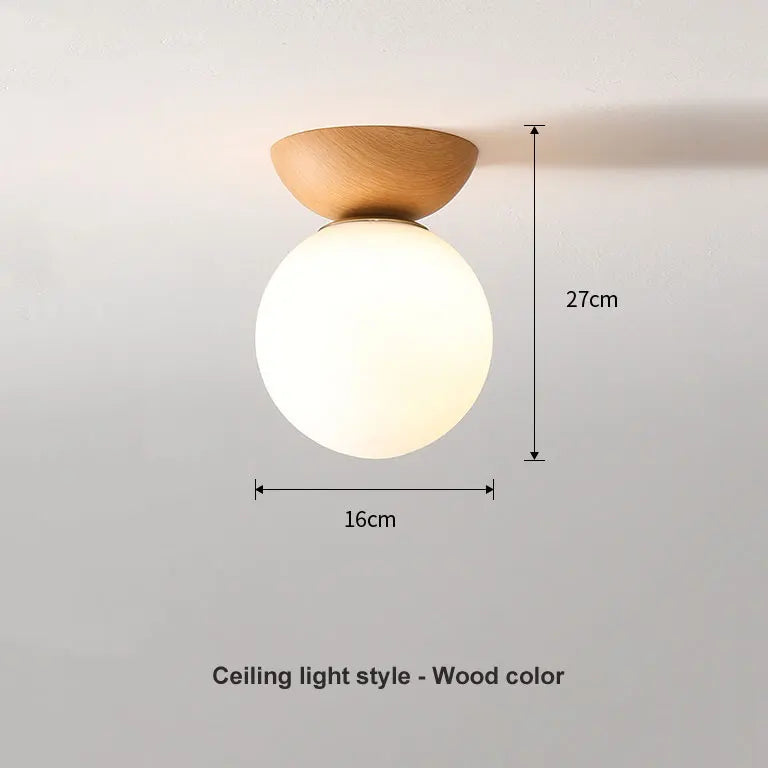 Lustre Pendente de Vidro Estilo Nórdico Moderno | Acabamento em Madeira