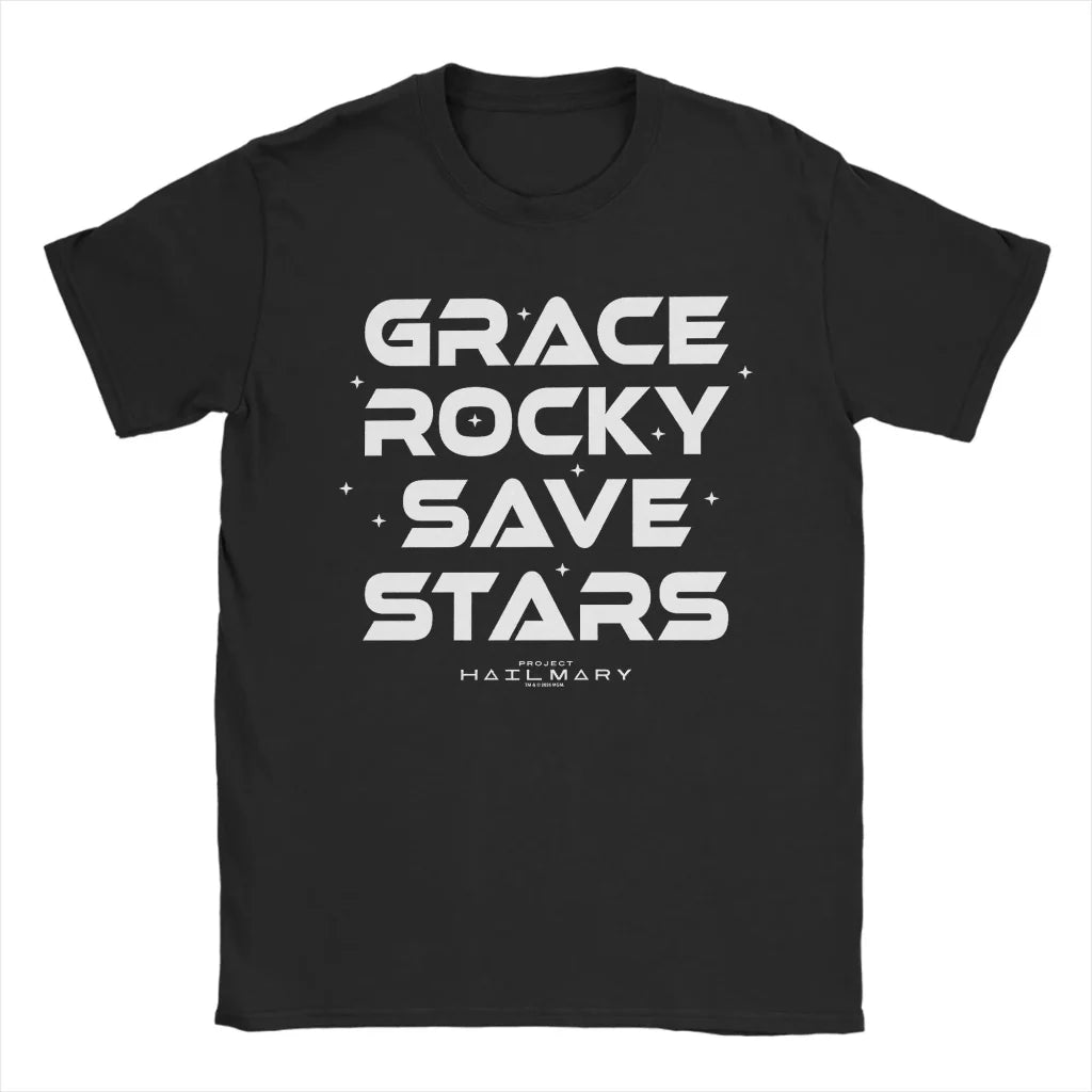 Camiseta com Estampa Divertida de Espaço Projeto Rocky Camiseta Casual