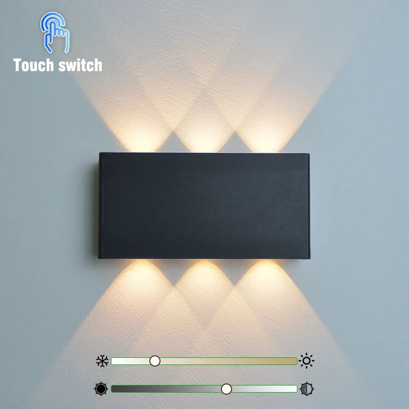 Luminária de Parede Recarregável LumiBlock | Design Minimalista com Efeito Madeira