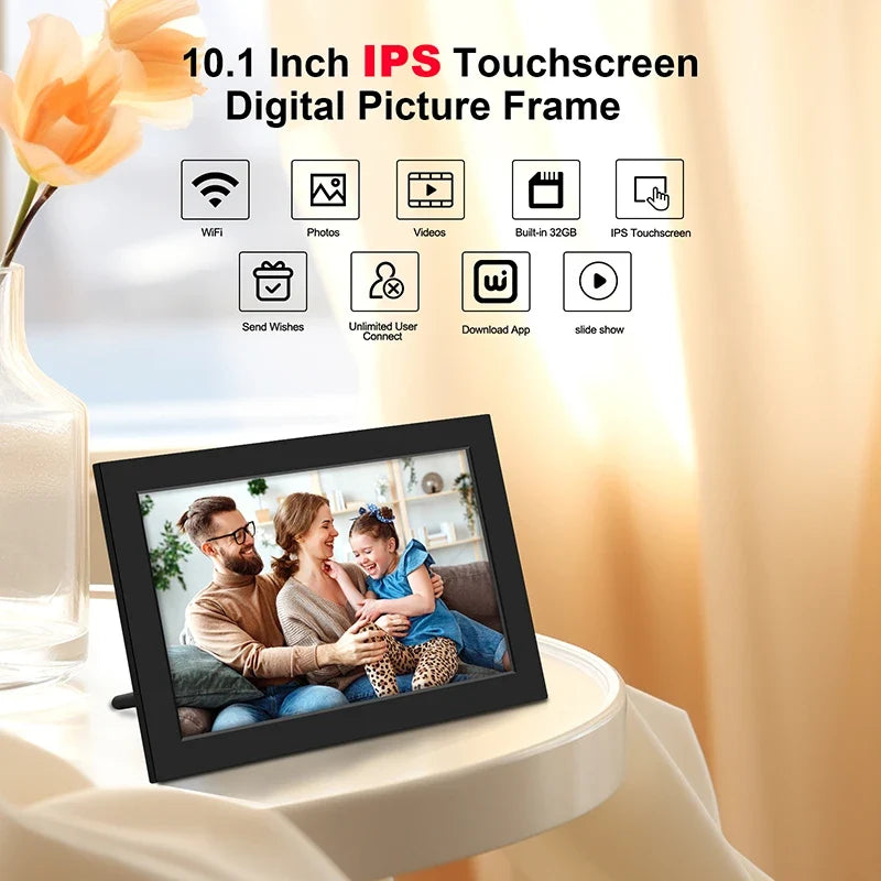 Porta-Retrato Digital WiFi – Tela Touch IPS HD, 32GB