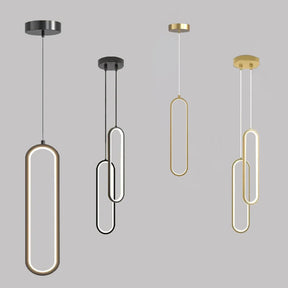 Luminária Pendente de LED Minimalista Moderna | Lâmpada Suspensa Dourada e Preta para Quartos, Salas de Jantar e Estar