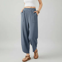 Calça Feminina Casual de Corte Reto e Caimento Solto Leve para o Verão