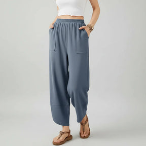 Calça Feminina Casual de Corte Reto e Caimento Solto Leve para o Verão