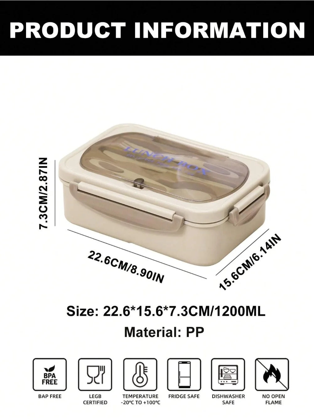 Bento Lunch Box with Utensils – 4 Compartments & Leak-Proof