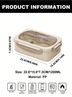 Bento Lunch Box with Utensils – 4 Compartments & Leak-Proof