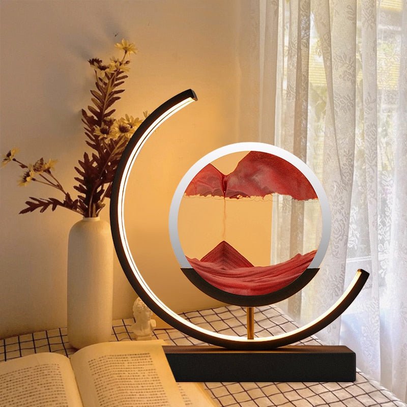 Luminária de Mesa LED Art de Areia Movediça – Luz Ambiente de Areia em Movimento