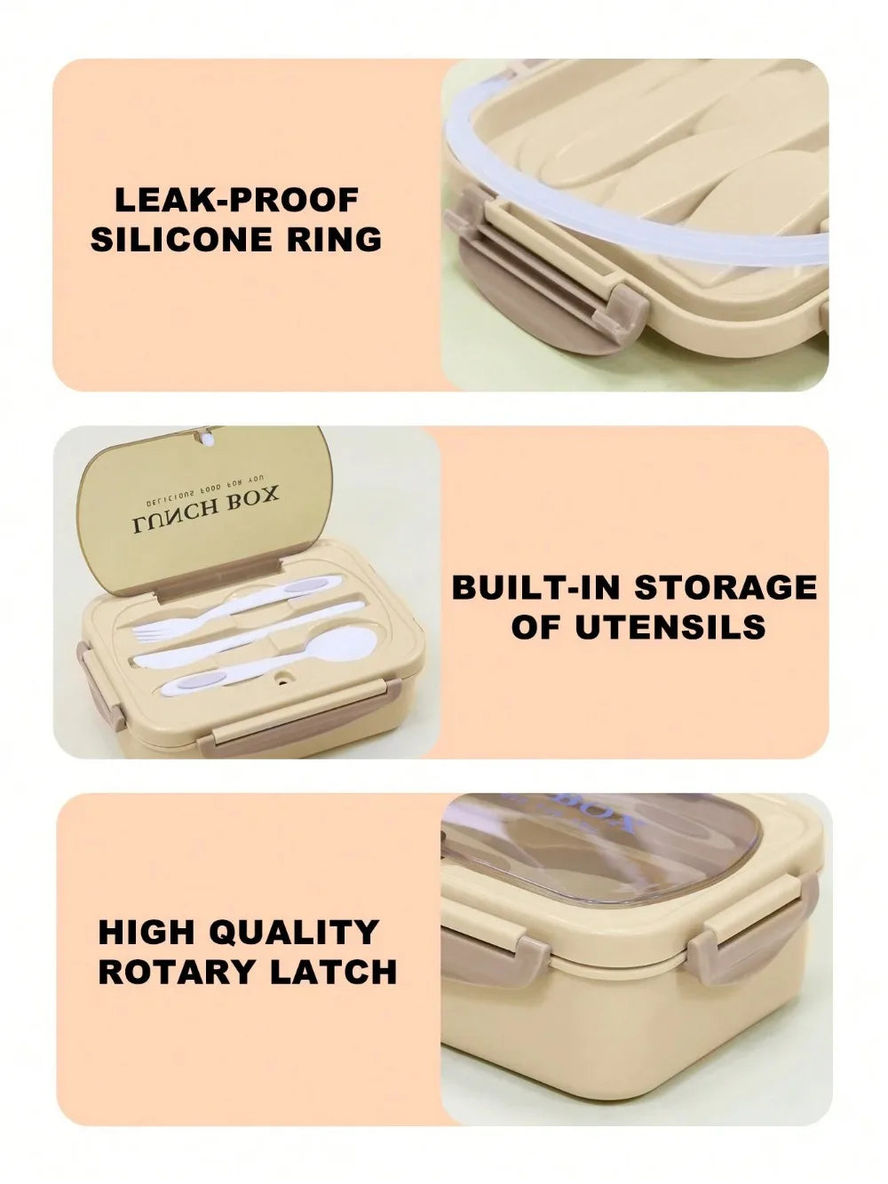 Bento Lunch Box with Utensils – 4 Compartments & Leak-Proof