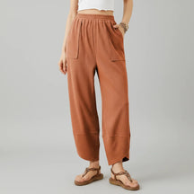 Calça Feminina Casual de Corte Reto e Caimento Solto Leve para o Verão