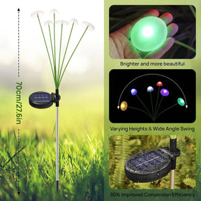 Conjunto de 2 Luminárias Solares de Cogumelo – 6 Cabeças Oscilantes e Decorativas