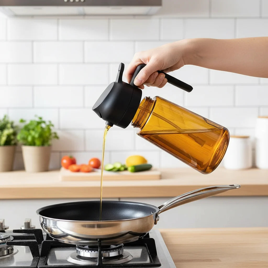 Garrafa Dispensadora de Vidro para Azeite e Óleo Culinário