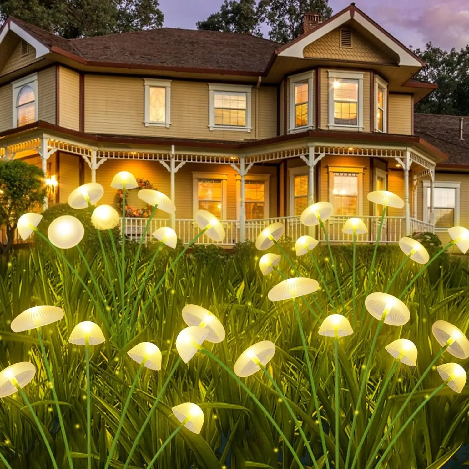 Conjunto de 2 Luminárias Solares de Cogumelo – 6 Cabeças Oscilantes e Decorativas