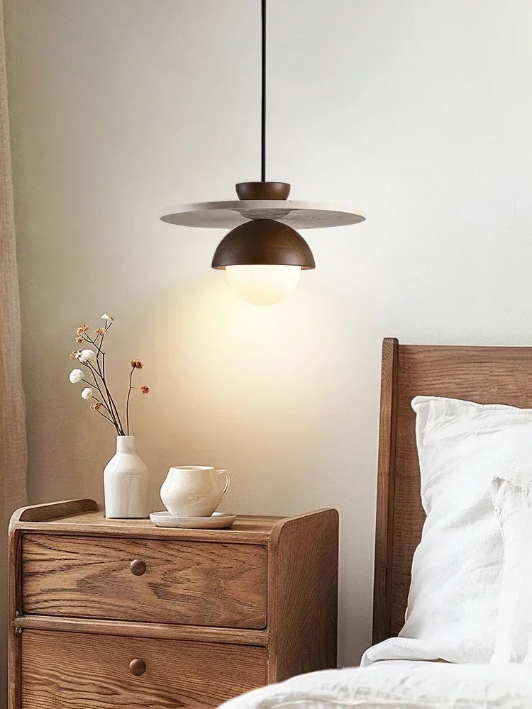 Denmark Pendant Light | Walnut & Stone LED Chandelier